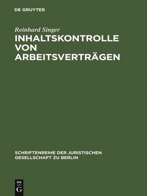 cover image of Inhaltskontrolle von Arbeitsverträgen